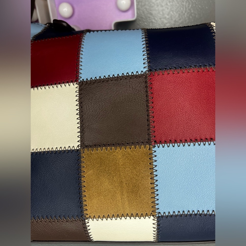 Coach Alter/Ego Shoulder Bag In Checkerboard Upcrafted Leather - Bluebell - Picture 6 of 10